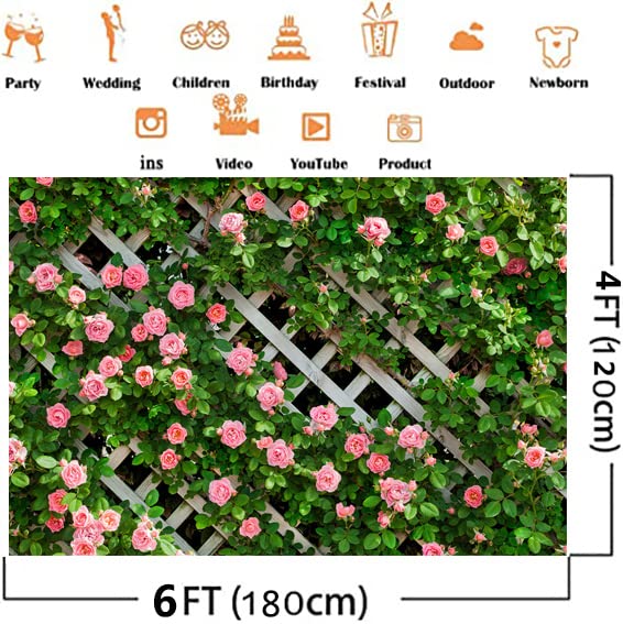 AIIKES 6x4FT Floral Photography Backdrop - Spring Flowers & Green Leaves Background for Wedding, Bridal, Baby Shower, Birthday Photo Booth & Studio Props (11-453) | Perfect for Indoor/Outdoor Events, Social Media Content & Professional Photography