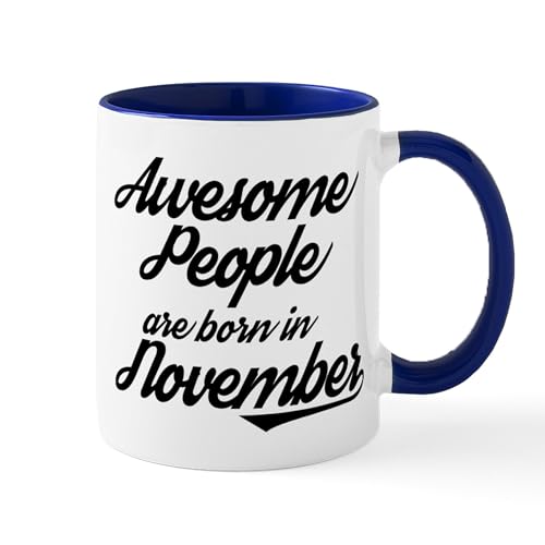 White/Navy Inside - Awesome People Are Born In November Mugs