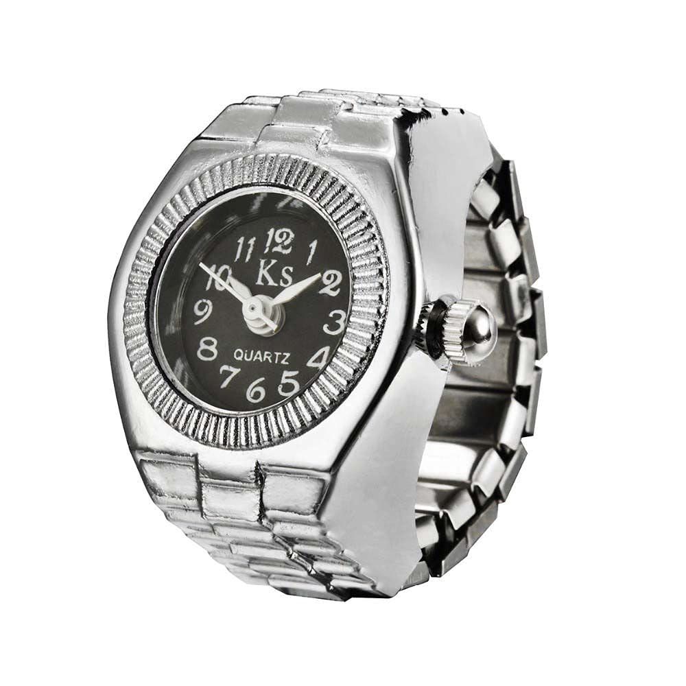 Unisex Metal Watch Ring - Elastic Alloy Strap for Women & Men | Stylish Jewelry for Daily Wear