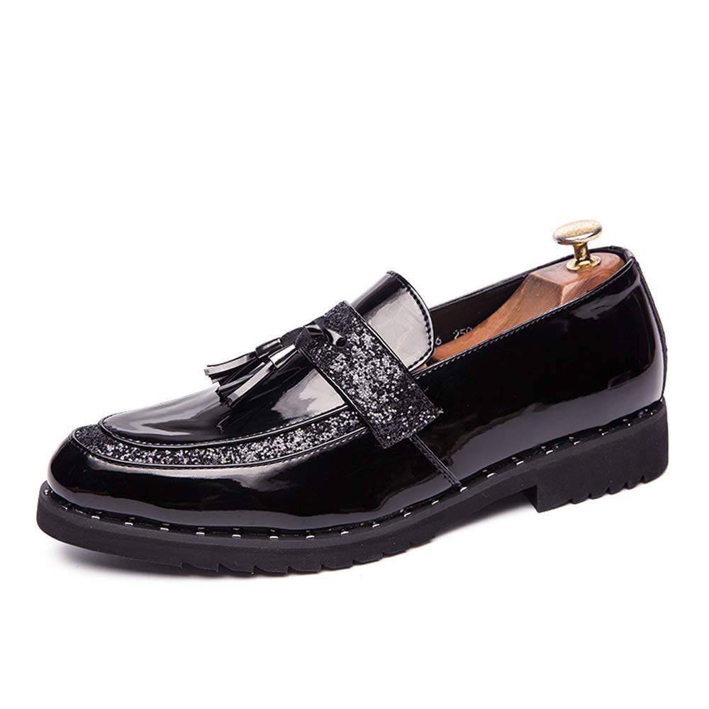 Men's Patent Leather Loafers with Tassel - Breathable Slip-On Casual Shoes for Business, Nightclub & Formal Wear - Comfortable Dress Shoes for Office, Party & Daily Use