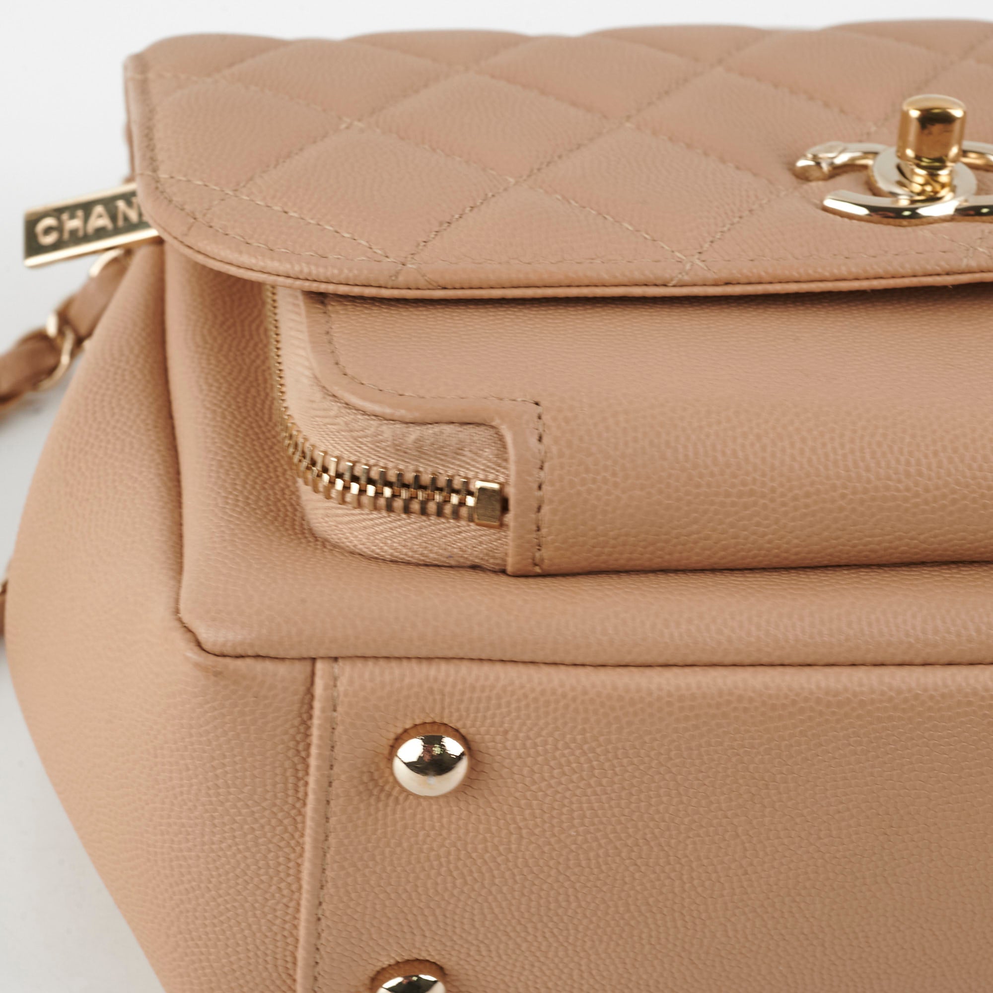 Chanel Business Affinity Beige Leather Medium Flap Bag - Luxury Designer Handbag for Women, Perfect for Office, Work & Professional Occasions