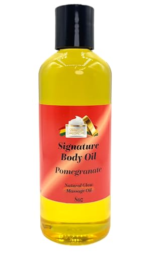 Luxury Black Lavish Essentials Signature Dry Skin Body Oil - 8oz Natural Glow Moisturizing Massage Oil with Pomegranate Extract | Hydrating & Nourishing for Dry Skin, Perfect for Spa, Massage & Daily Skincare Routine