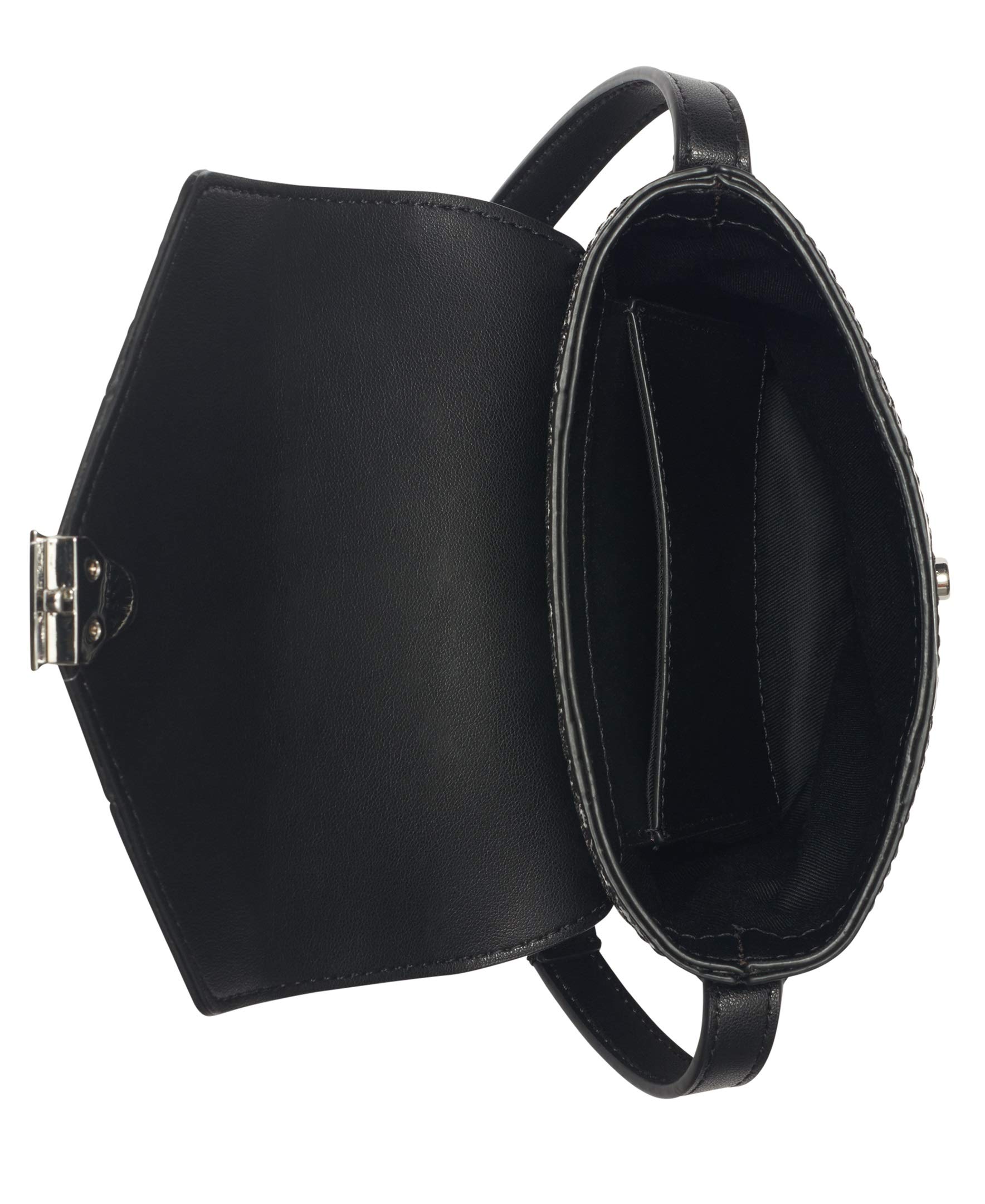 Calvin Klein Statement Series Lock Daytona Leather Mini Bucket Crossbody Bag for Women - Stylish Black Handbag for Daily Use, Travel & Night Out