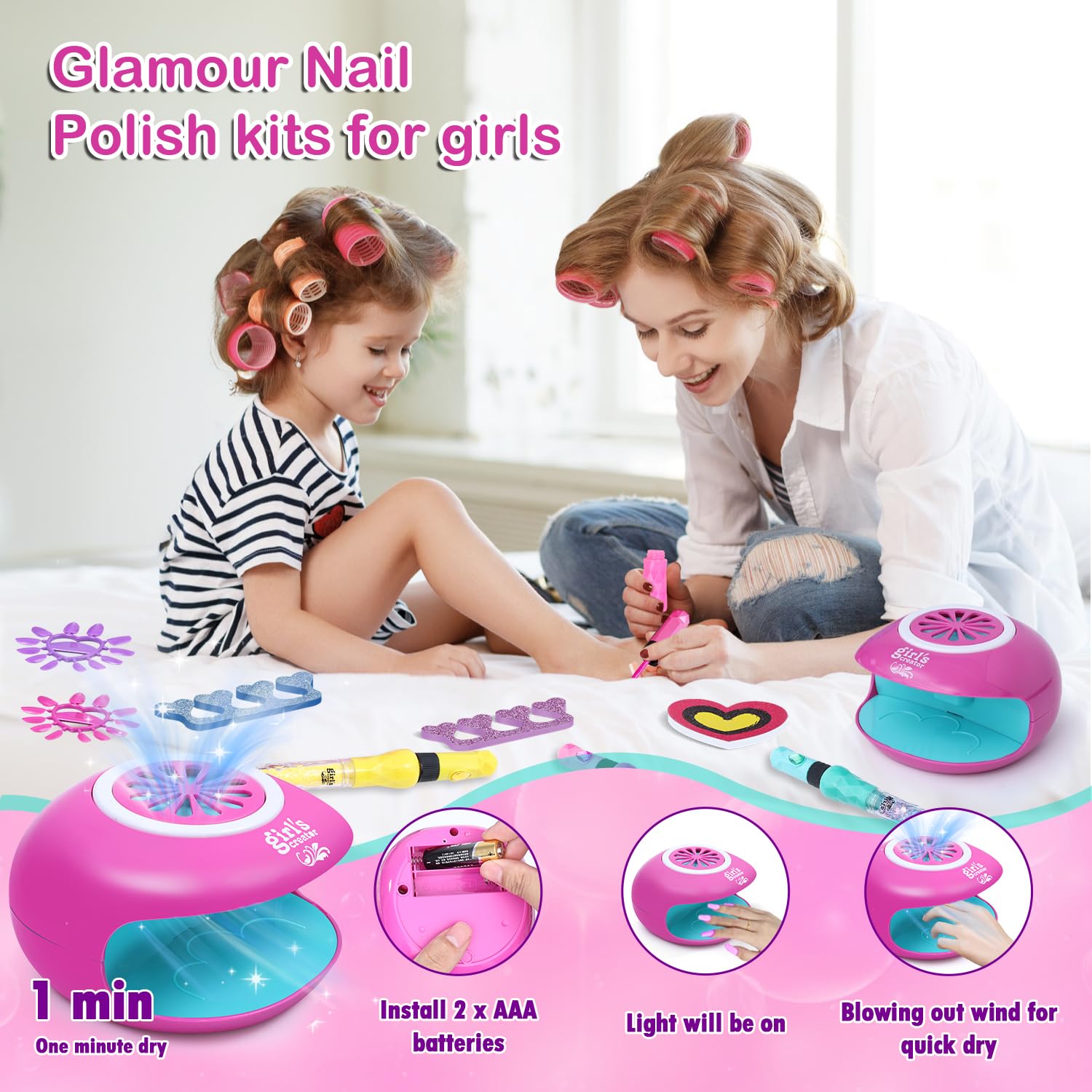 Non-Toxic Kids Nail Polish Set for Girls Ages 6-12 | Safe Nail Art Kit with 12 Colors | Perfect Birthday Gift for Girls | Spa, Makeup & Manicure Fun | Ideal for Parties, Playdates & Creative Play