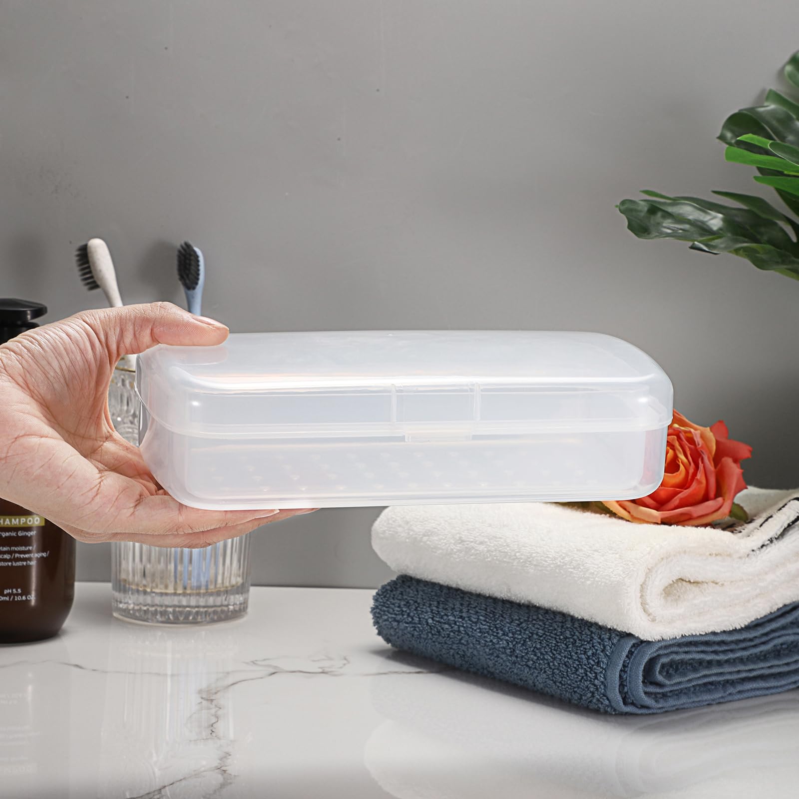 JUXYES Portable Nail Art Sterilizing Tray with Strainer - Transparent Plastic Storage Organizer for Manicure Tools, Tweezers & Nail Accessories | Perfect for Salon, Home & Travel Nail Care