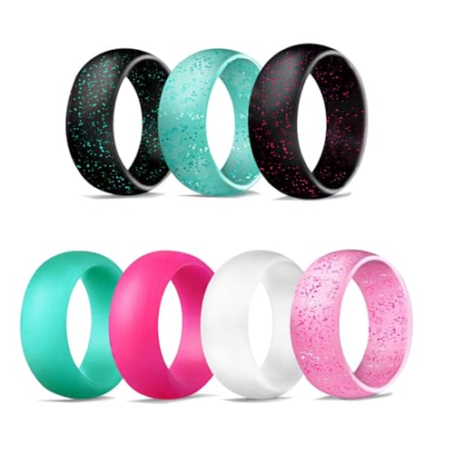 Pack-A(7 Rings)7Z2-Black green,blue,black red,mint green,rose red,white,pink