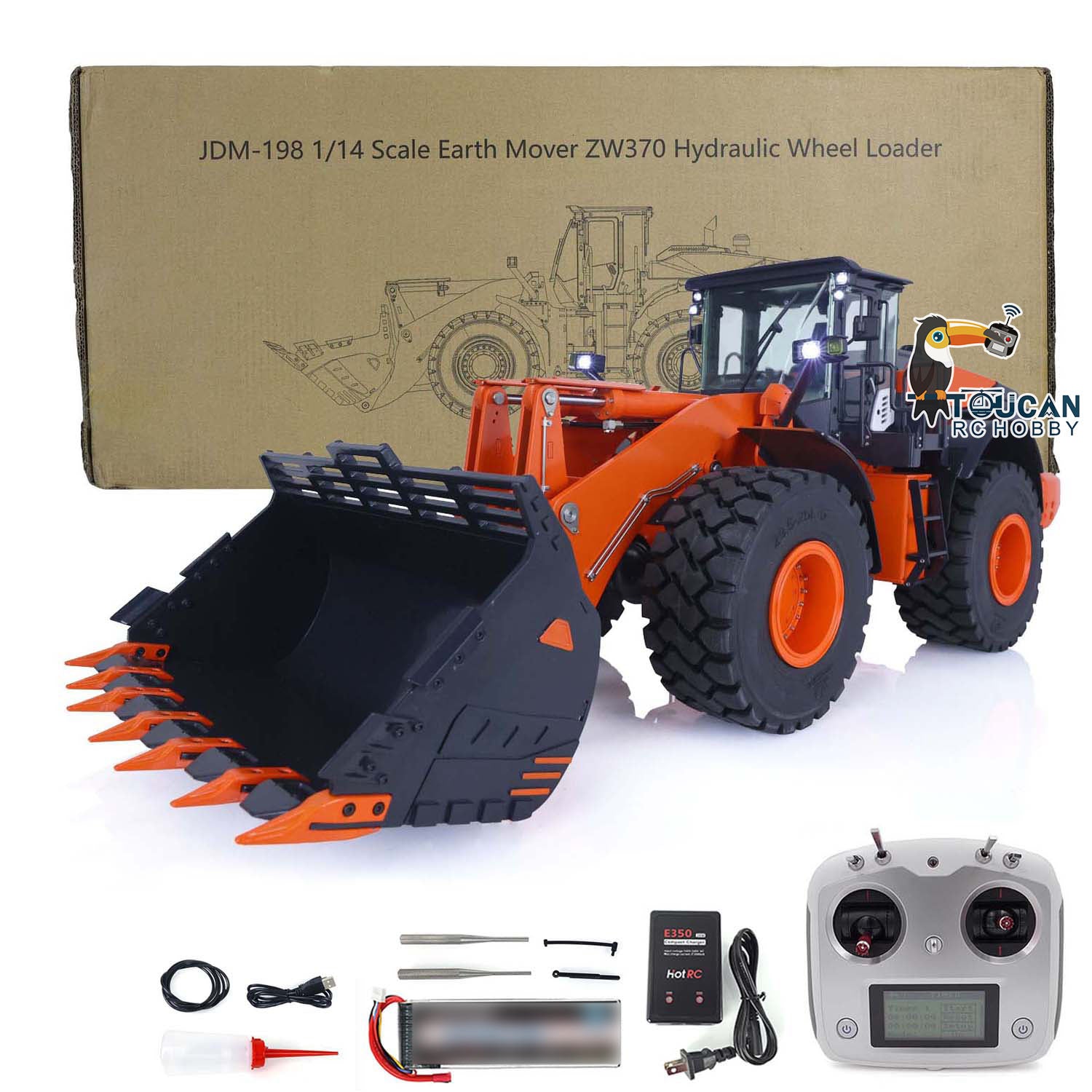 JDMODEL 1/14 Scale Metal RC Hydraulic Loader Truck - JDM 198 ZW370 Model with 2-Speed Transmission, Battery, Pump, Servo & ESC | Ready-to-Run (RTR) | Fast Free Shipping | Perfect for Construction Site Simulation, Off-Road Play & RC Enthusiast Collections