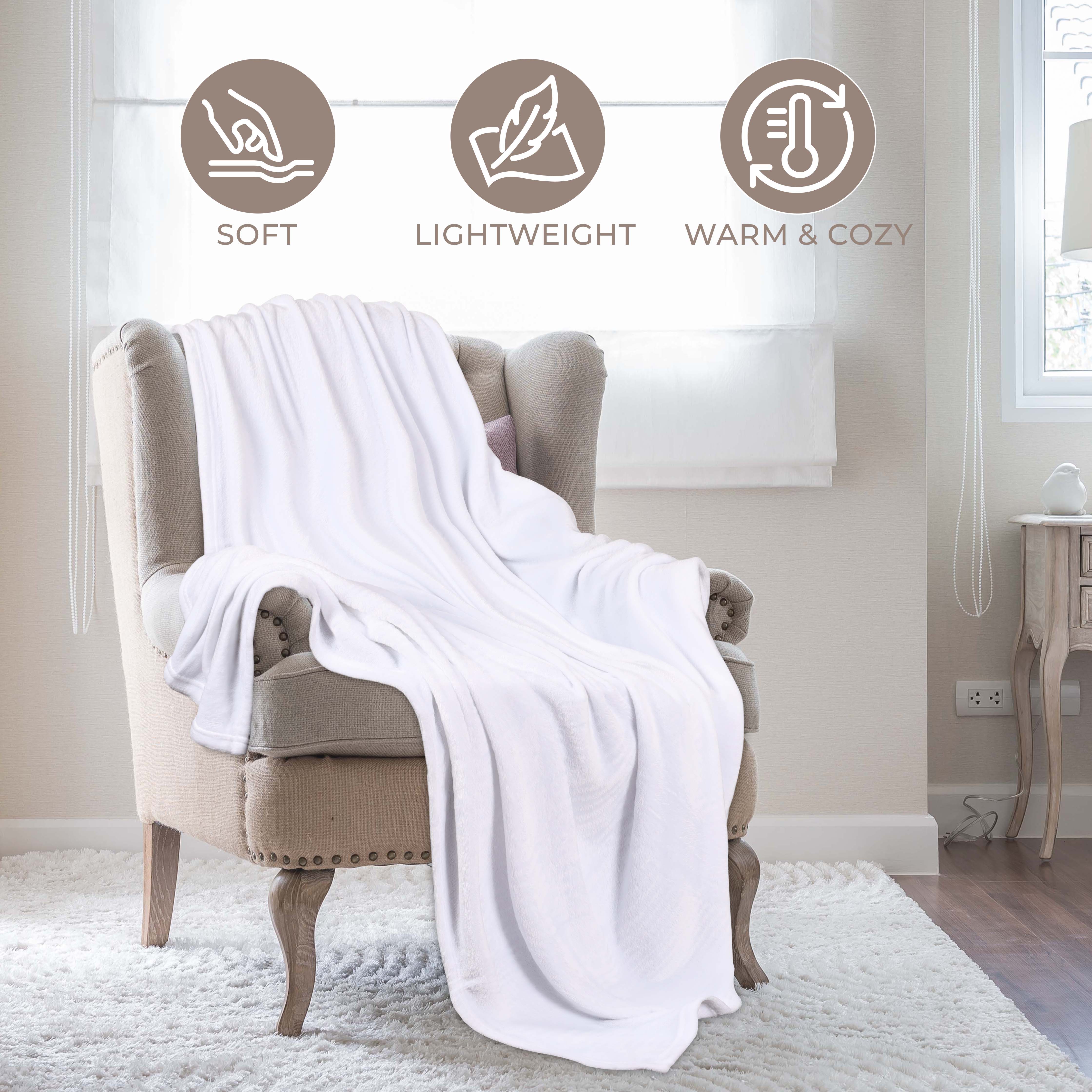 Soft Fleece Plush Blanket - Medium Weight Fluffy Cozy Throw for Couch, Bed & Home Decor - Perfect for Winter, Gifts & Relaxation