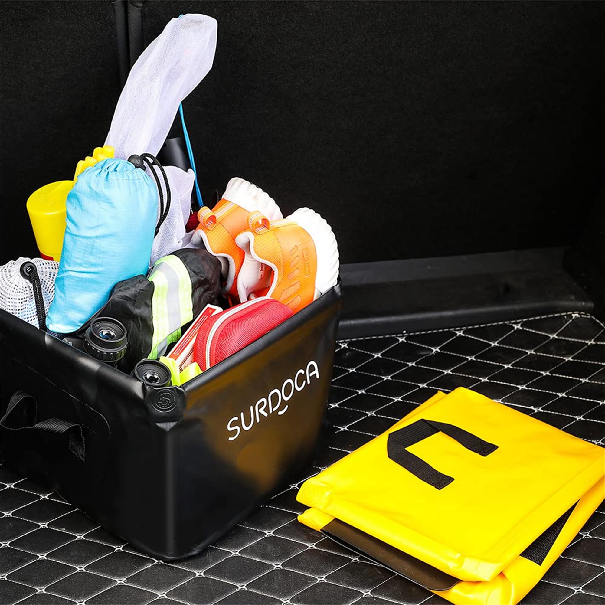 SURDOCA 18L Waterproof Foldable Car Storage Bag - Collapsible Trunk Organizer for Groceries, Anti-Mud Vehicle Storage | Perfect for Road Trips, Camping & Daily Commute
