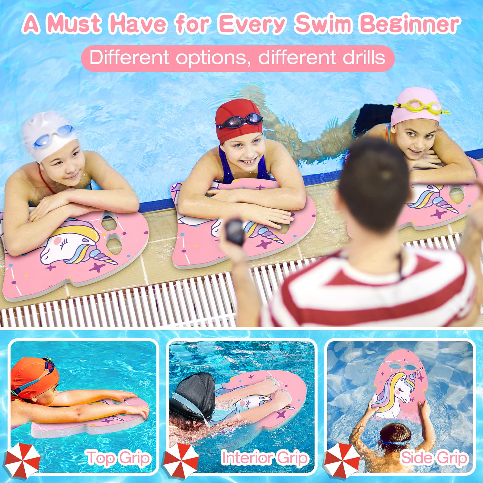 MoKo Swim Kickboard for Kids - Cartoon Swimming Training Kick Board, Pool Exercise Equipment to Improve Natural Swimming Position - Perfect for Swim Lessons, Water Fun & Pool Training