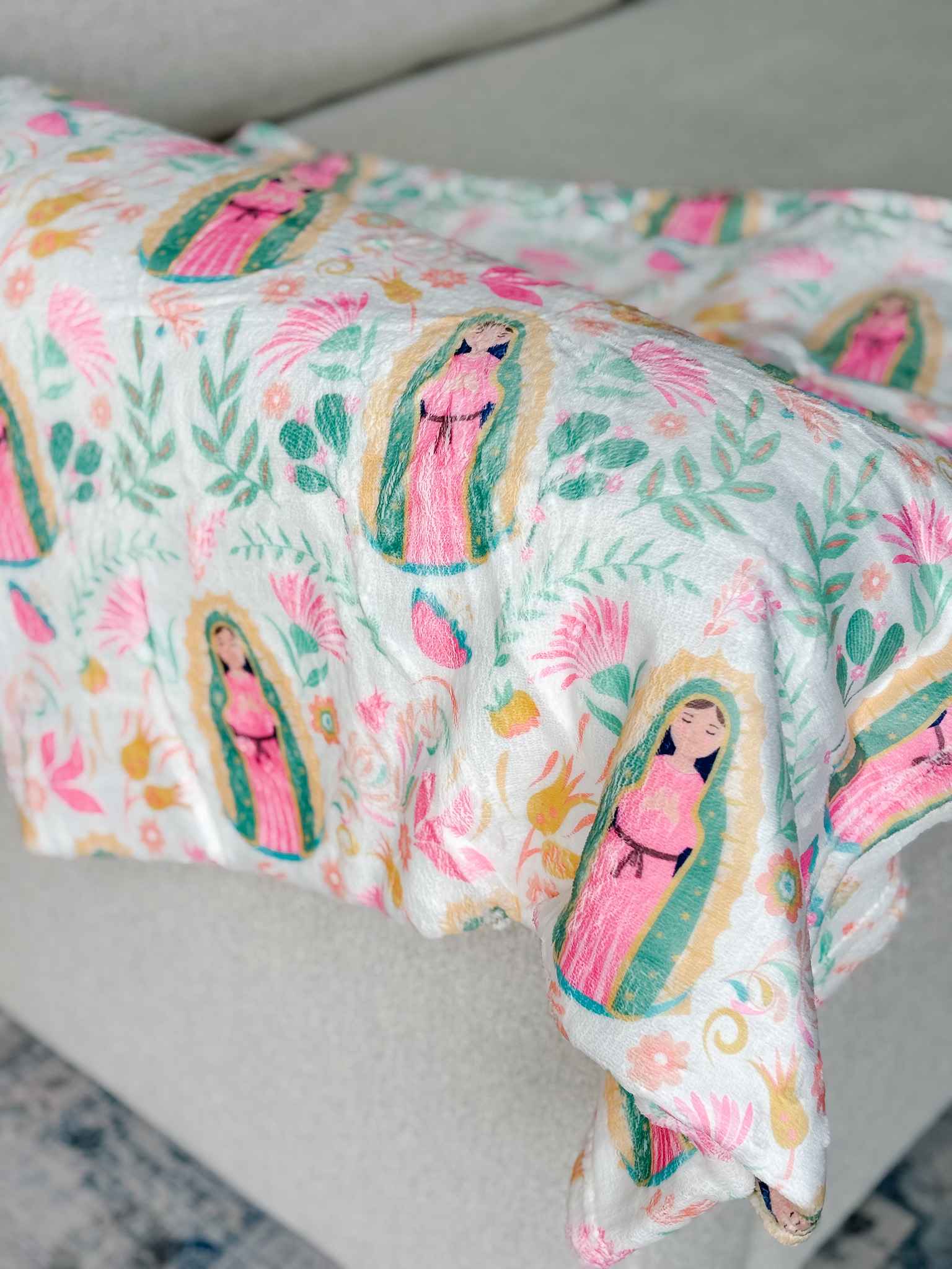 Our Lady of Guadalupe Minky Blanket - Soft Religious Throw Blanket for Prayer & Comfort - Perfect for Home, Church & Gift Giving