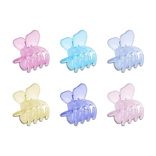 Butterfly Hair Clips for Women - 6 Pack Matte Finish Hair Claw Clips for Every Hairstyle (Multicolor) - Perfect for School, Work, Parties & Everyday Use