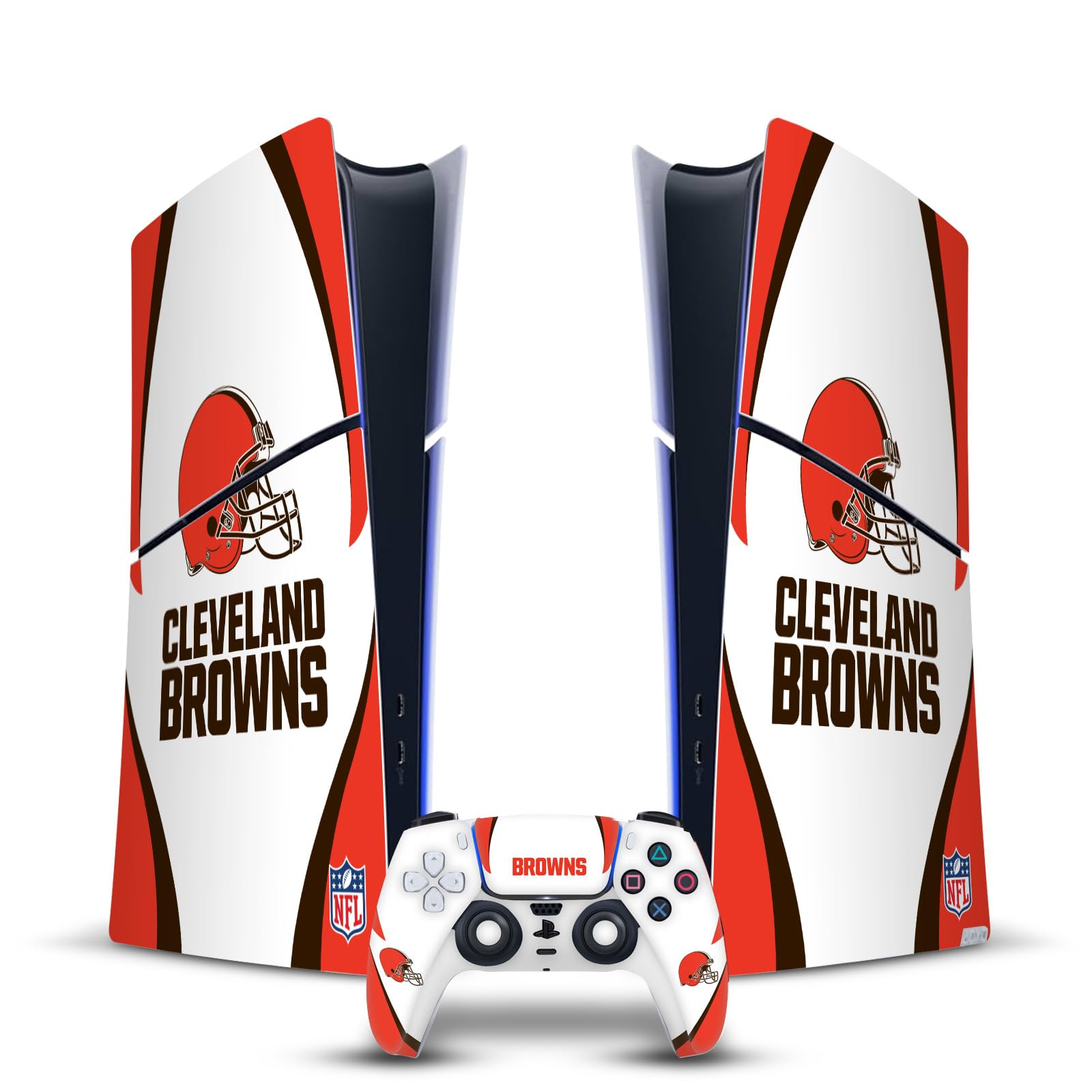Official NFL Licensed Cleveland Browns Vinyl Sticker for Sony PlayStation 5 PS5 Slim & Digital Edition Console & DualSense Controller - Gaming Skin Decal for Customization & Protection - Perfect for Football Fans & Gamers
