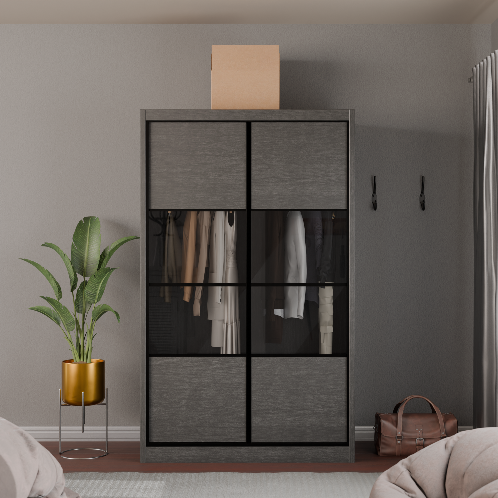 Josie Modular Wardrobe W01 - Customizable Closet Organizer with Adjustable Shelves & Hanging Rod - Perfect for Bedroom, Walk-In Closet & Small Space Storage Solutions