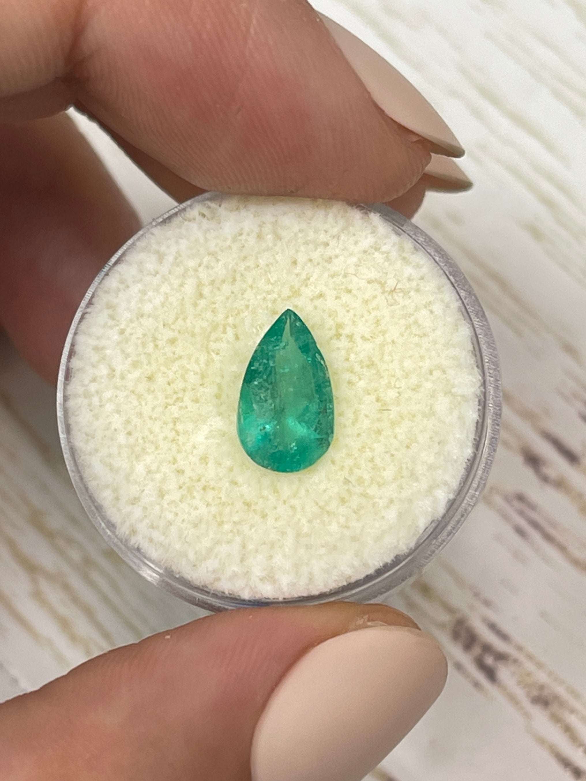 1.27 Carat Medium Light Green Natural Loose Colombian Emerald Pear Cut Gemstone for Jewelry Making & Engagement Rings