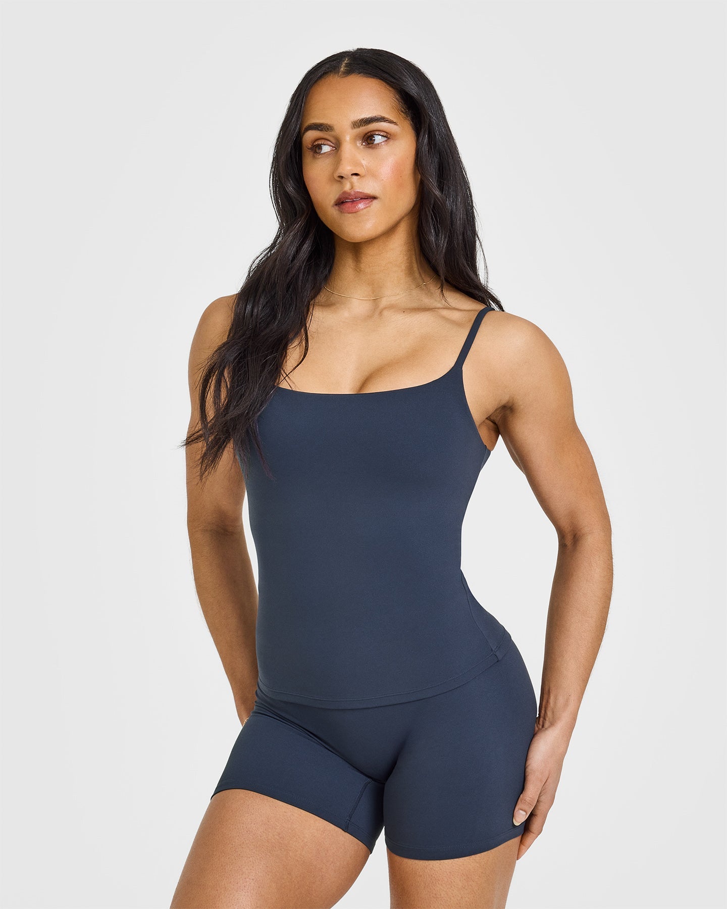 SoftMotion™ Strappy Vest with Built-in Bra Shelf - True Blue | Comfortable & Supportive Activewear for Yoga, Running & Gym Workouts
