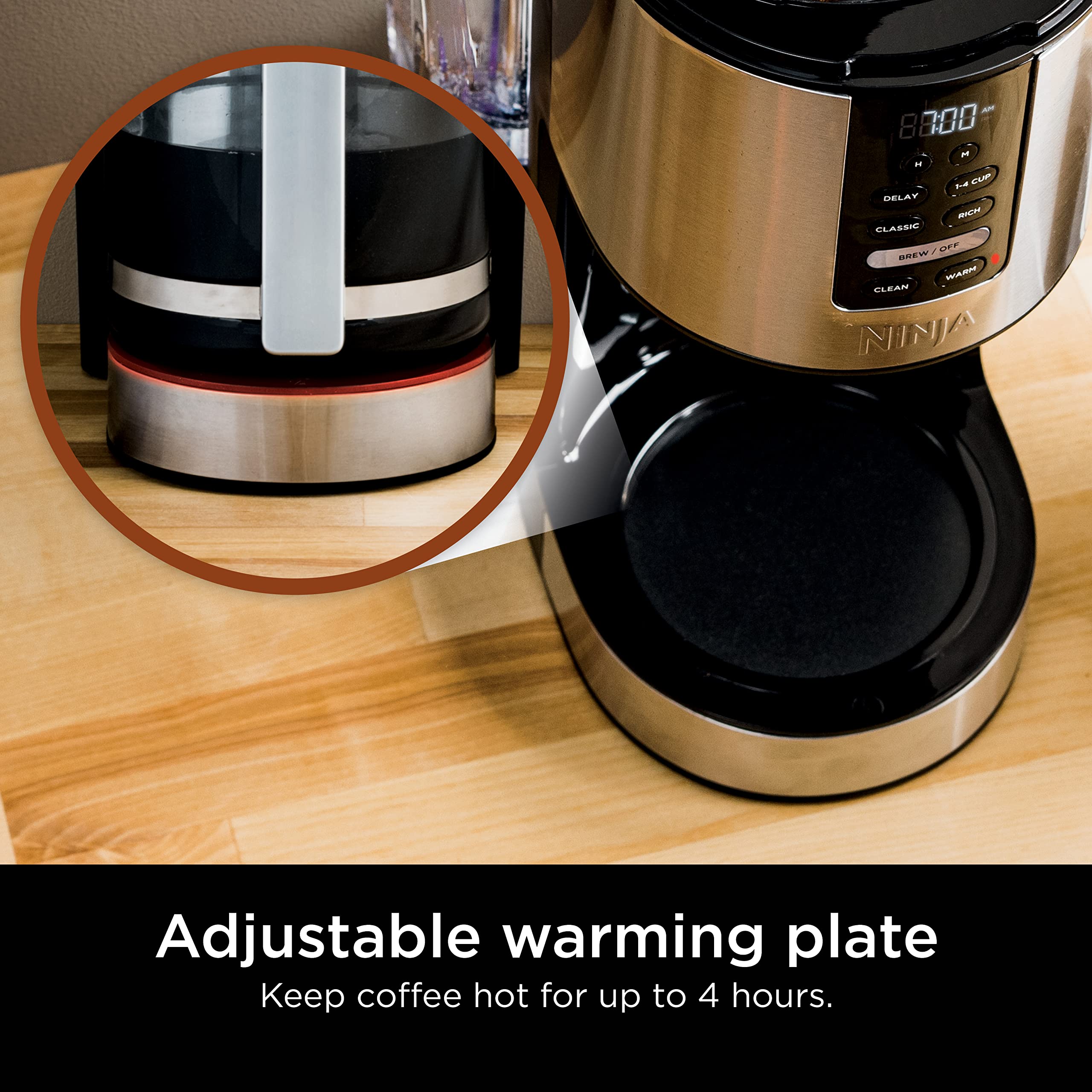 Ninja DCM200C Programmable XL 14-Cup Coffee Maker with Permanent Filter - Stainless Steel Silver - 14-Cup Glass Carafe - Perfect for Home, Office & Large Gatherings