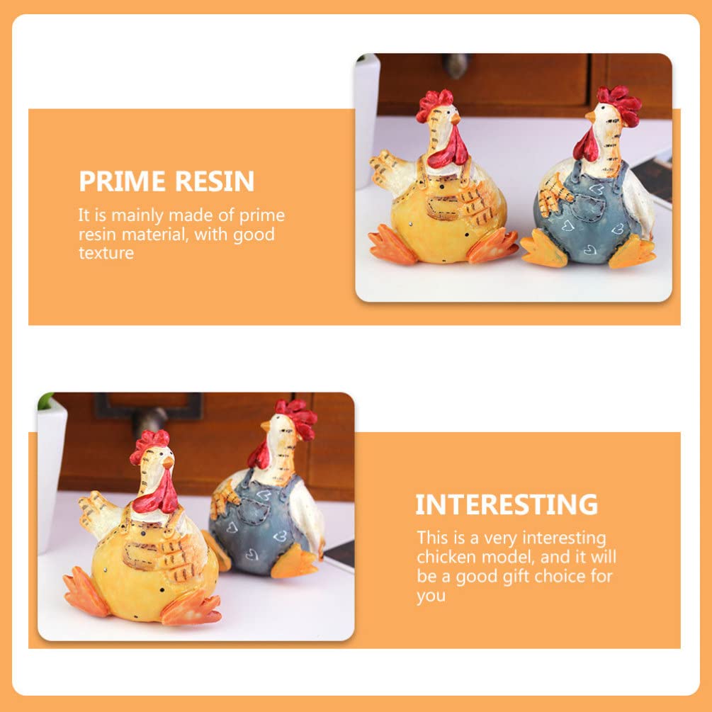 ULTNICE 2-Piece Cute Chicken Figurine Set - Resin Rooster & Hen Couple Statue - Miniature Farm Animal Collectibles - Easter & Spring Home Decor - Perfect for Farmhouse Tabletop, Party Supplies & Seasonal Display