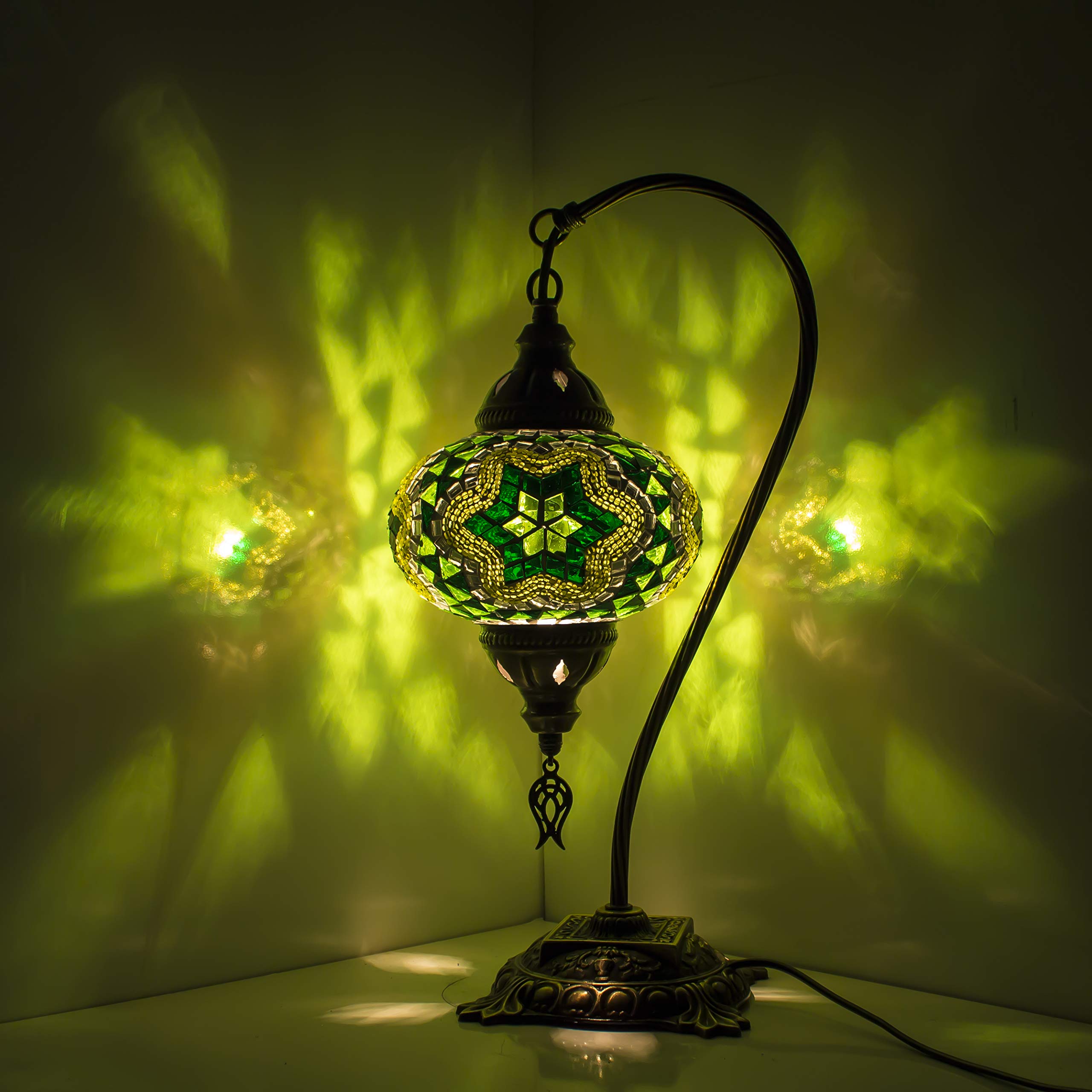20 Styles Handmade Turkish Mosaic Table Lamp - Decorative Moroccan Stained Glass Lamp with LED Bulb - Rustic Home Decor for Living Room, Bedroom & Office - Gift Ready in Special Box