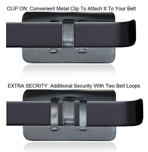 Magnetic Leather Belt Pouch Holster for iPhone 16 Plus/15 Pro Max/14 Pro Max/13 Pro Max - Compatible with Otterbox Cases (X-Large) - Hands-Free Phone Holder for Running, Hiking & Outdoor Activities