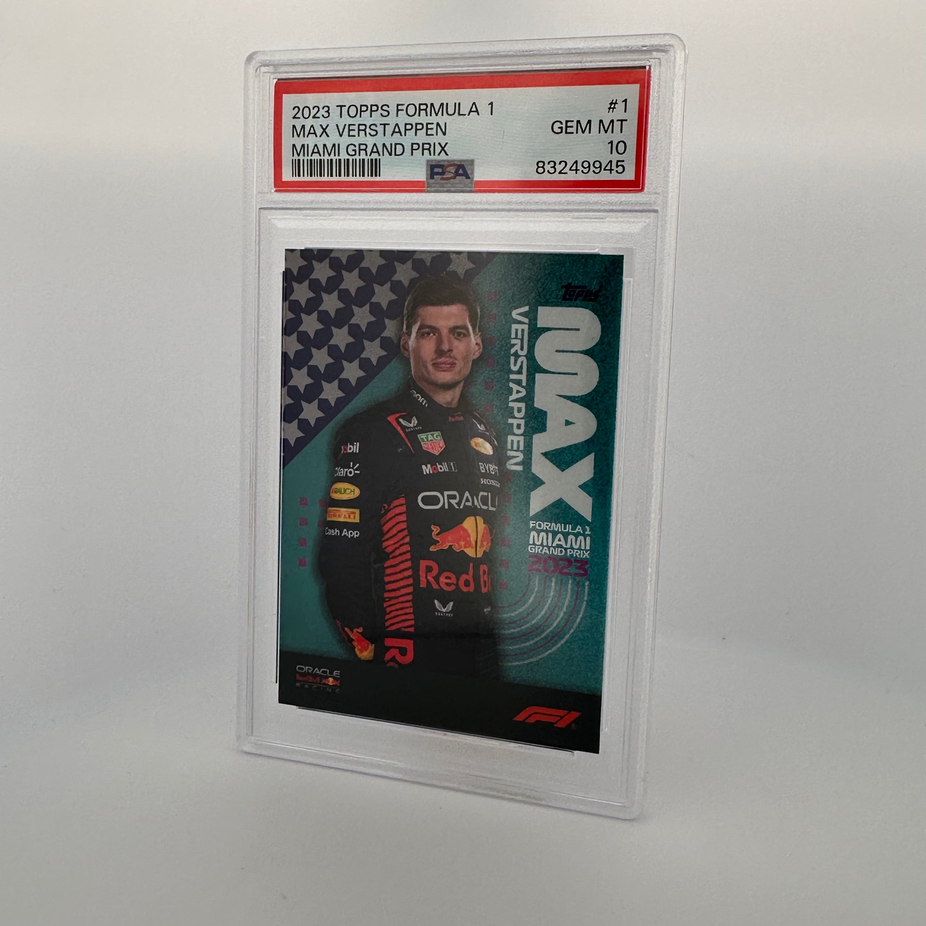 PSA 10 Graded Max Verstappen #1 2023 Miami Grand Prix F1 Trading Card - Rare Collectible for Formula 1 Fans & Sports Memorabilia Enthusiasts (Perfect for Display, Investment, or Gift)