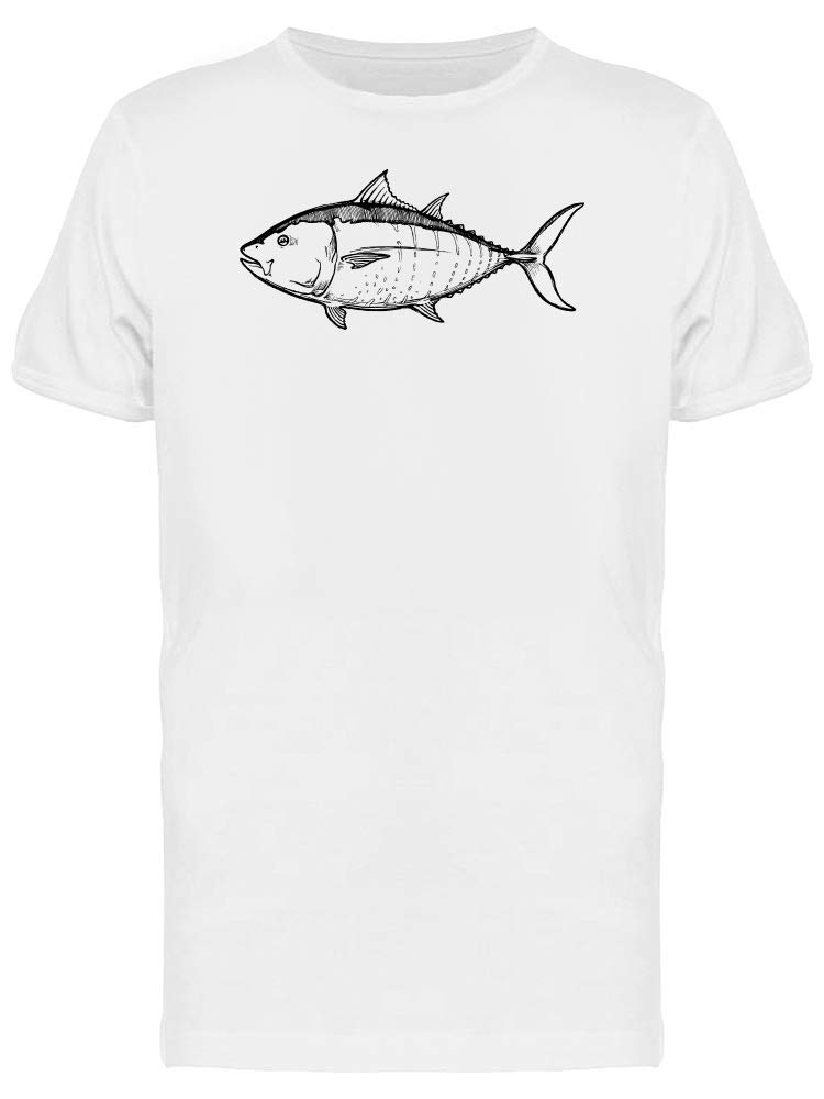 Blue Fin Tuna Sketch T-Shirt for Men - Casual Graphic Tee with Artistic Fish Design - Perfect for Beach Outings, Fishing Trips & Summer Streetwear