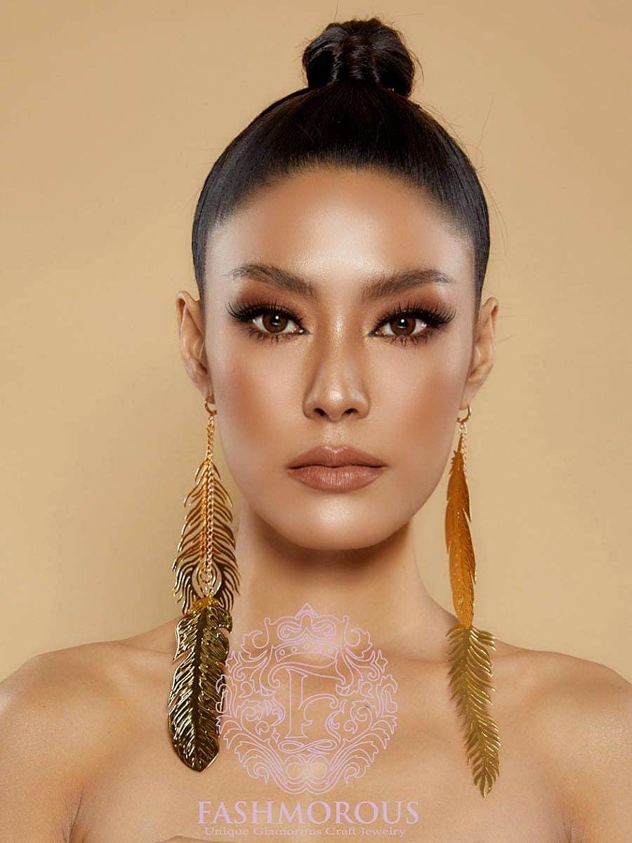 Gold Peacock Feather Earrings for Women - Elegant Dangling Long Feather Earrings | Perfect for Parties, Weddings & Boho Fashion