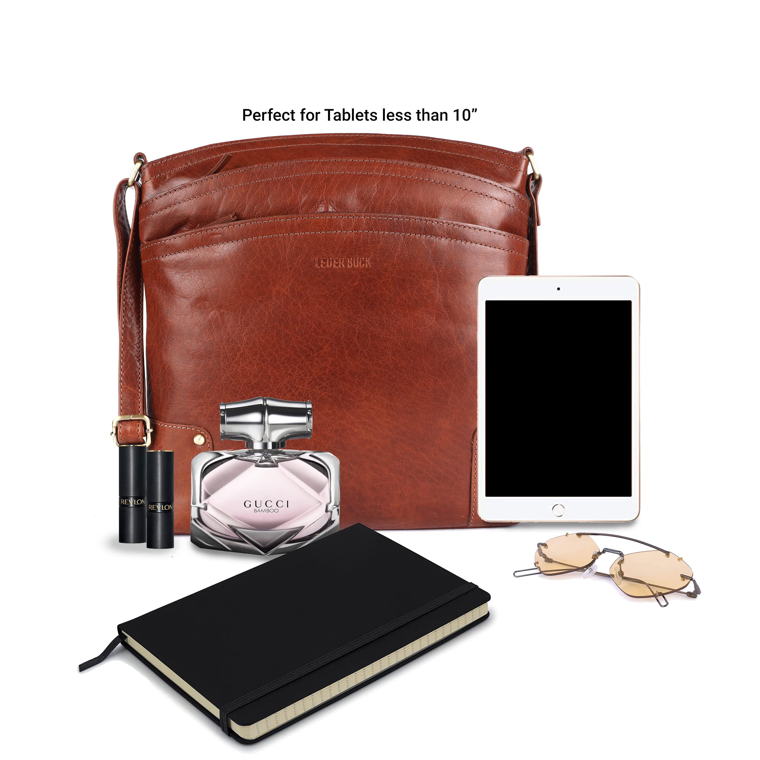 Premium Genuine Leather Women's Crossbody Bag - Triple Zip Sling Shoulder Purse for Work, Travel & Everyday Use