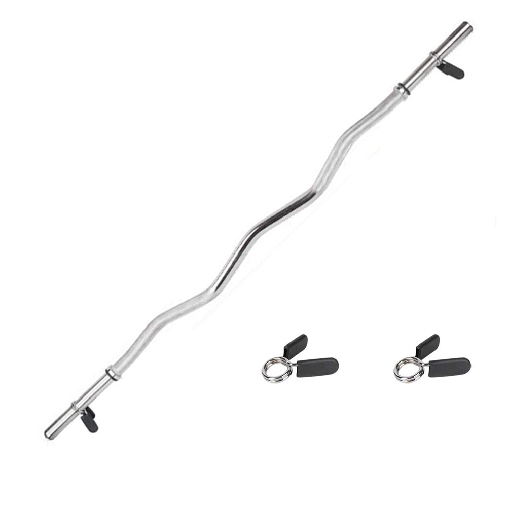 47/59 inch Olympic Curl Bar for Triceps & Biceps Workouts - Compatible with 1-inch Weight Plates - Strength Training Equipment for Home & Gym Fitness Routines