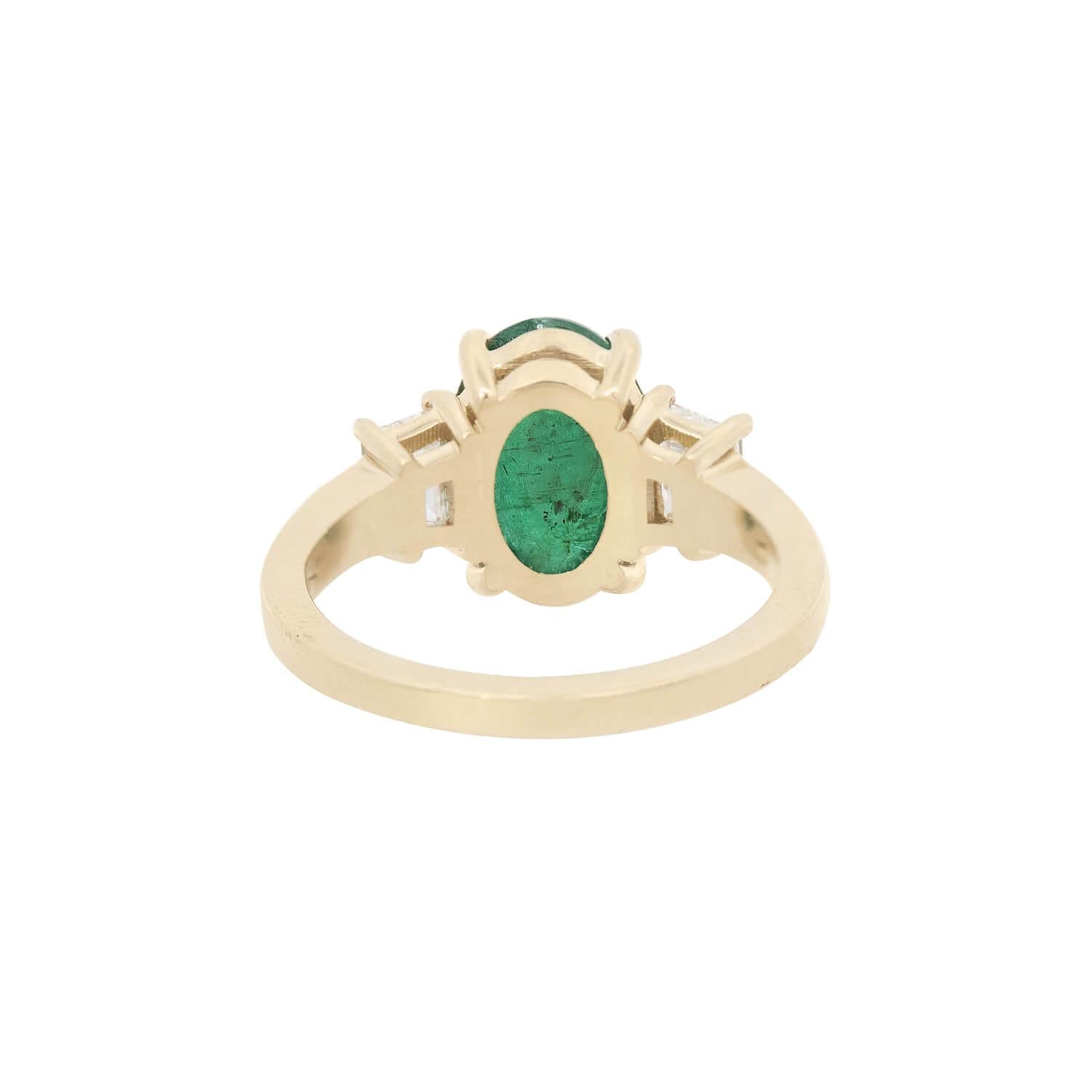 Vintage 18k Gold Emerald and Diamond Ring for Women - Elegant Jewelry Gift for Anniversary, Engagement & Special Occasions