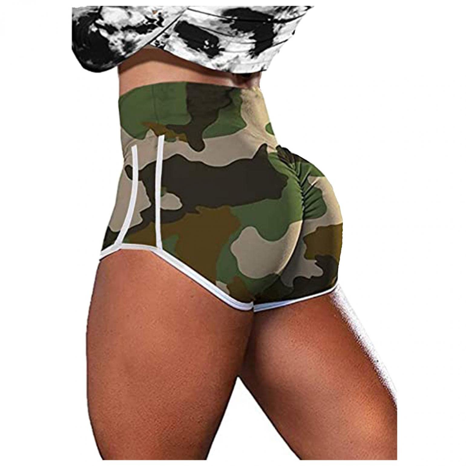 Handyulong Women's High Waisted Booty Lifting Shorts - Tummy Control Yoga Running Gym Workout Shorts with Ruched Scrunch Design | Perfect for Yoga, Running, Gym & Fitness Training