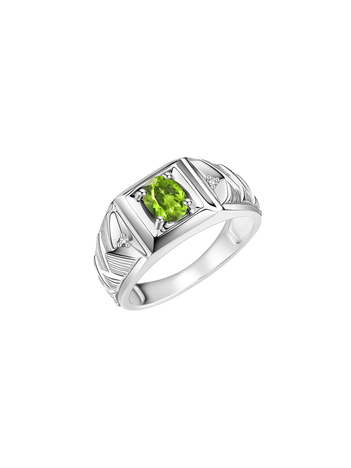 Rylos Men's Designer Weave Band 7X5MM Oval Gemstone & Diamond Ring - Sterling Silver Birthstone Rings for Men (Sizes 8-13) | Unique Handmade Jewelry for Weddings, Anniversaries & Gifts
