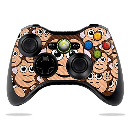 MightySkins Carbon Fiber Skin for Microsoft Xbox 360 Controller - Monkey Design | Protective & Durable Textured Cover | Easy to Apply & Remove | Made in USA | Perfect for Gaming, Customization & Protection