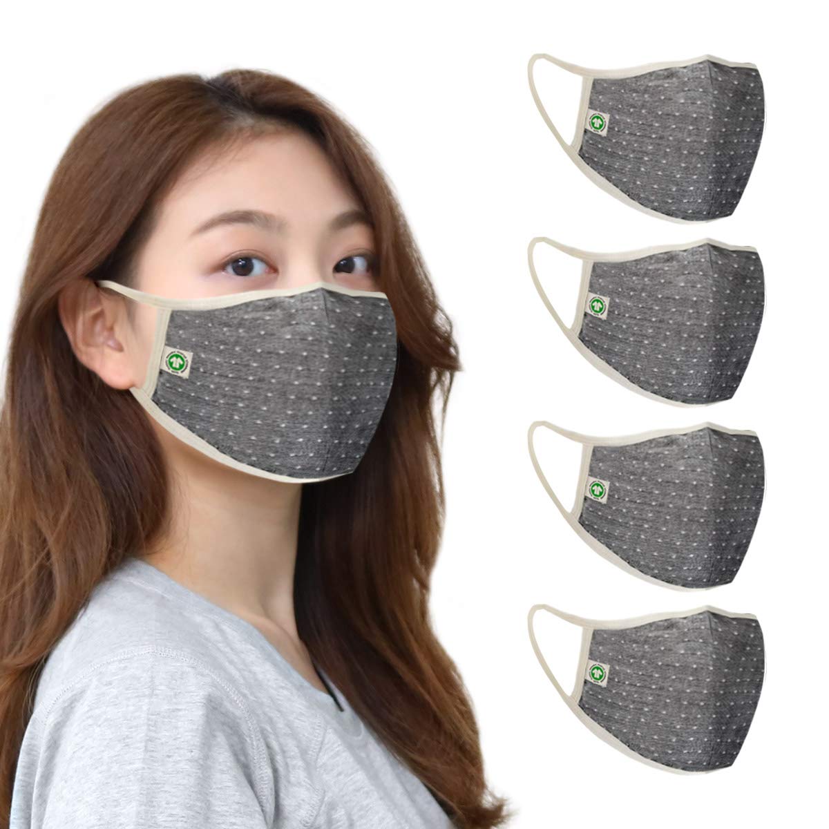 Organic Cotton Korean Style Face Masks 4pcs - Breathable for Indoor & Outdoor Use