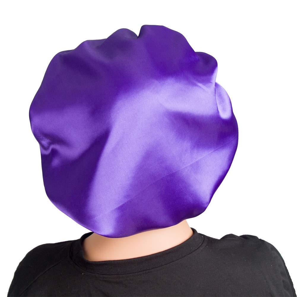 DEHMAN Adjustable Satin Sleep Cap for Women - Double Layered Reversible Hair Bonnet for Protective Sleep Hairstyles | Soft & Breathable Satin Hair Cap to Prevent Frizz & Breakage | Perfect for Nighttime Hair Care, Travel & Home Use