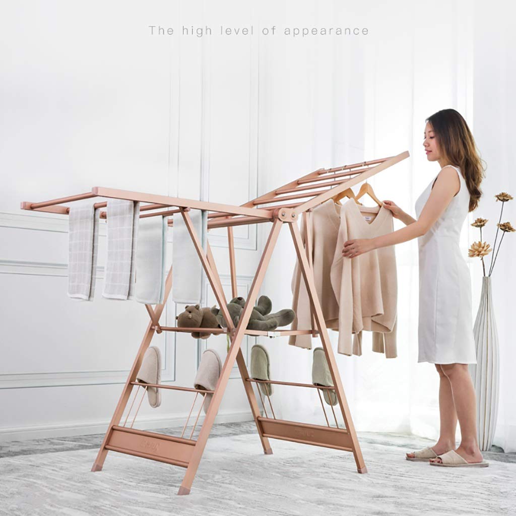 Colture Foldable Clothes Drying Rack for Indoor & Outdoor Use - Rustproof, Space Saving Laundry Hanger with Champagne Finish | Perfect for Apartments, Camping & Small Spaces