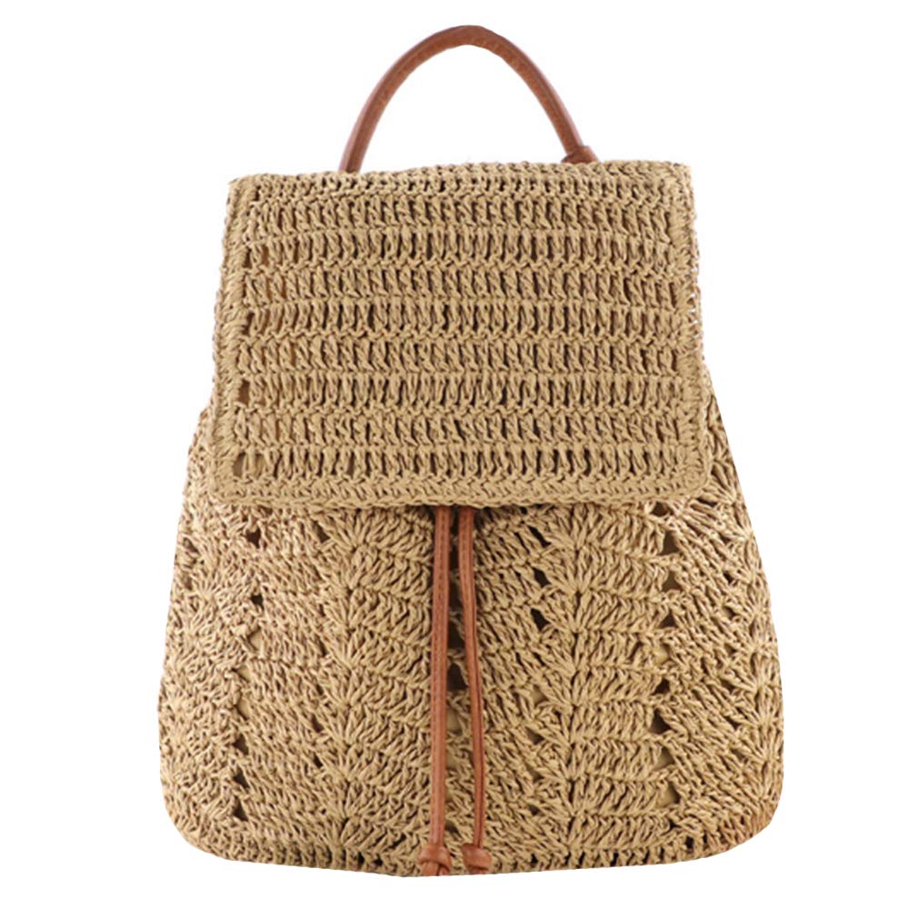 ZLM BAG US Handwoven Straw Backpack for Women - Bohemian Beach Bag with Drawstring Closure, Lightweight Casual Daypack for Summer Travel, Picnic, Music Festival and Outdoor Adventures