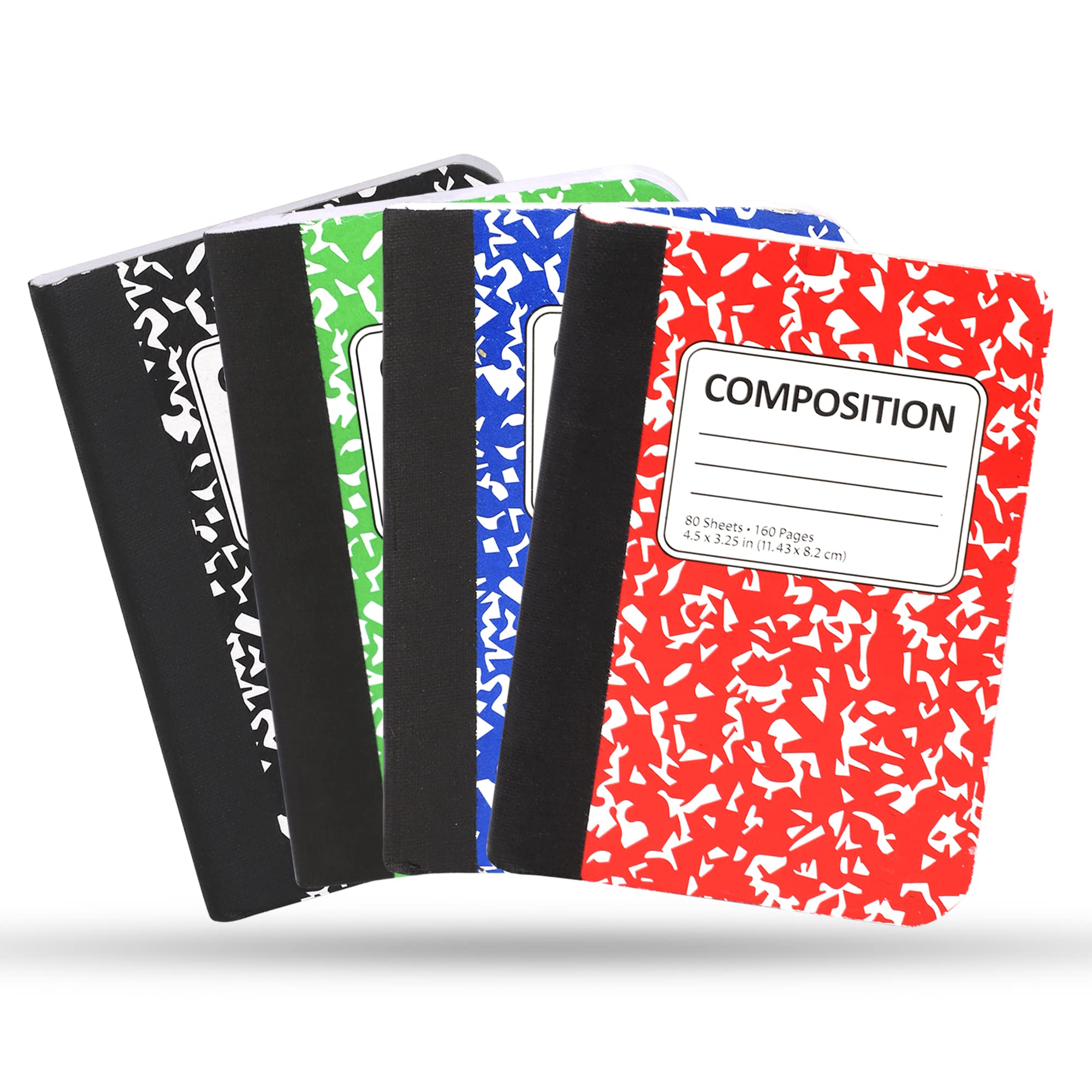 Mini Composition Notebooks Bulk - 4.5 x 3.25 Inch Small Pocket Notebooks for Kids, Students & Office Use - 80 Sheets/Book, 4 Colors (24 Pack) - Perfect for Journaling, Note Taking, School Supplies & Daily Planner