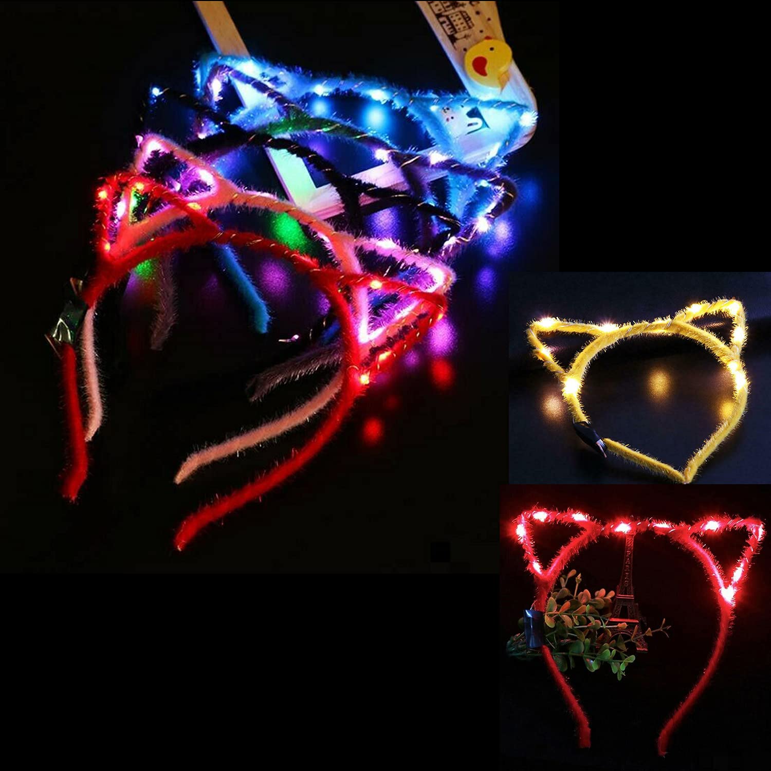 10 PCS LED Flashing Glow Headbands for Women & Girls - Blinking Light Up Hair Accessories for Concerts, Parties, Halloween, Christmas, Weddings - Perfect for Raves, Festivals, Night Events and Costume Parties