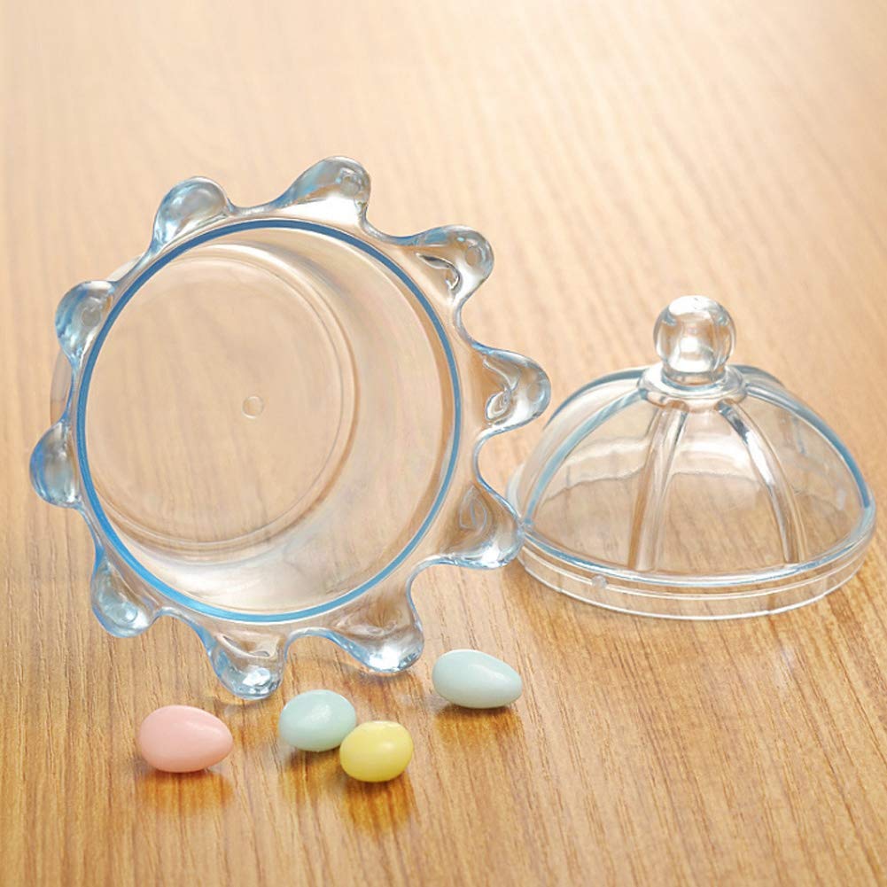 12PCS Crown Shape Candy Boxes - Blue Plastic Wedding Favor Boxes for Party, Birthday, Baby Shower & Special Events | Elegant Candy Gift Containers for Desserts, Chocolates & Treats