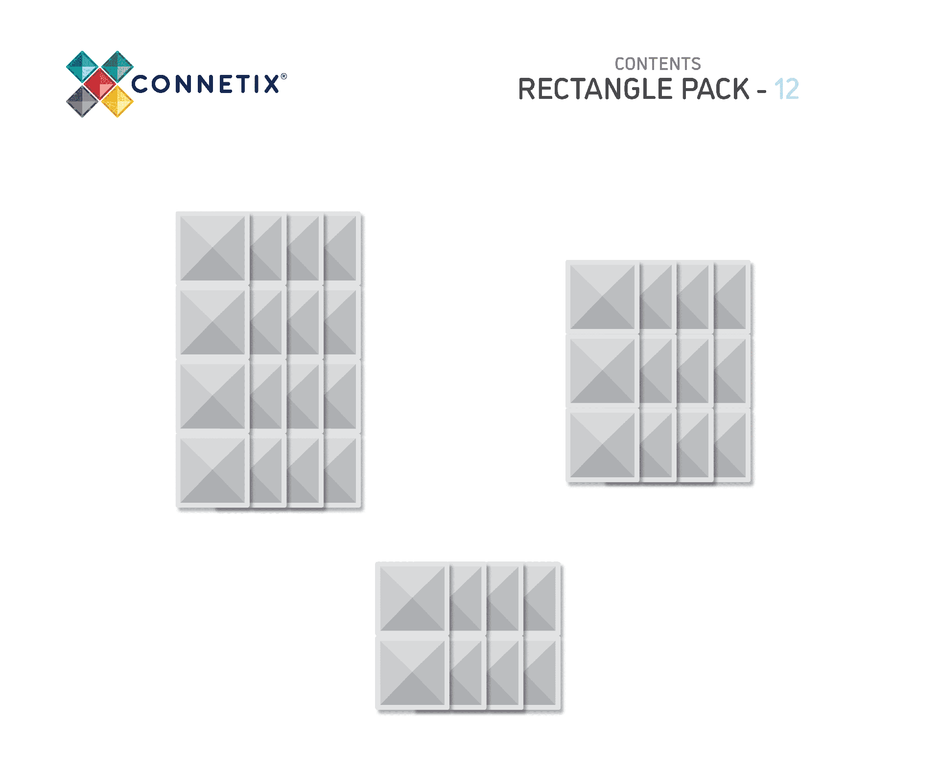 Connetix Magnetic Tiles 12-Piece Clear Rectangle Set - STEM Educational Building Toys for Kids, Perfect for Classroom & Home Play