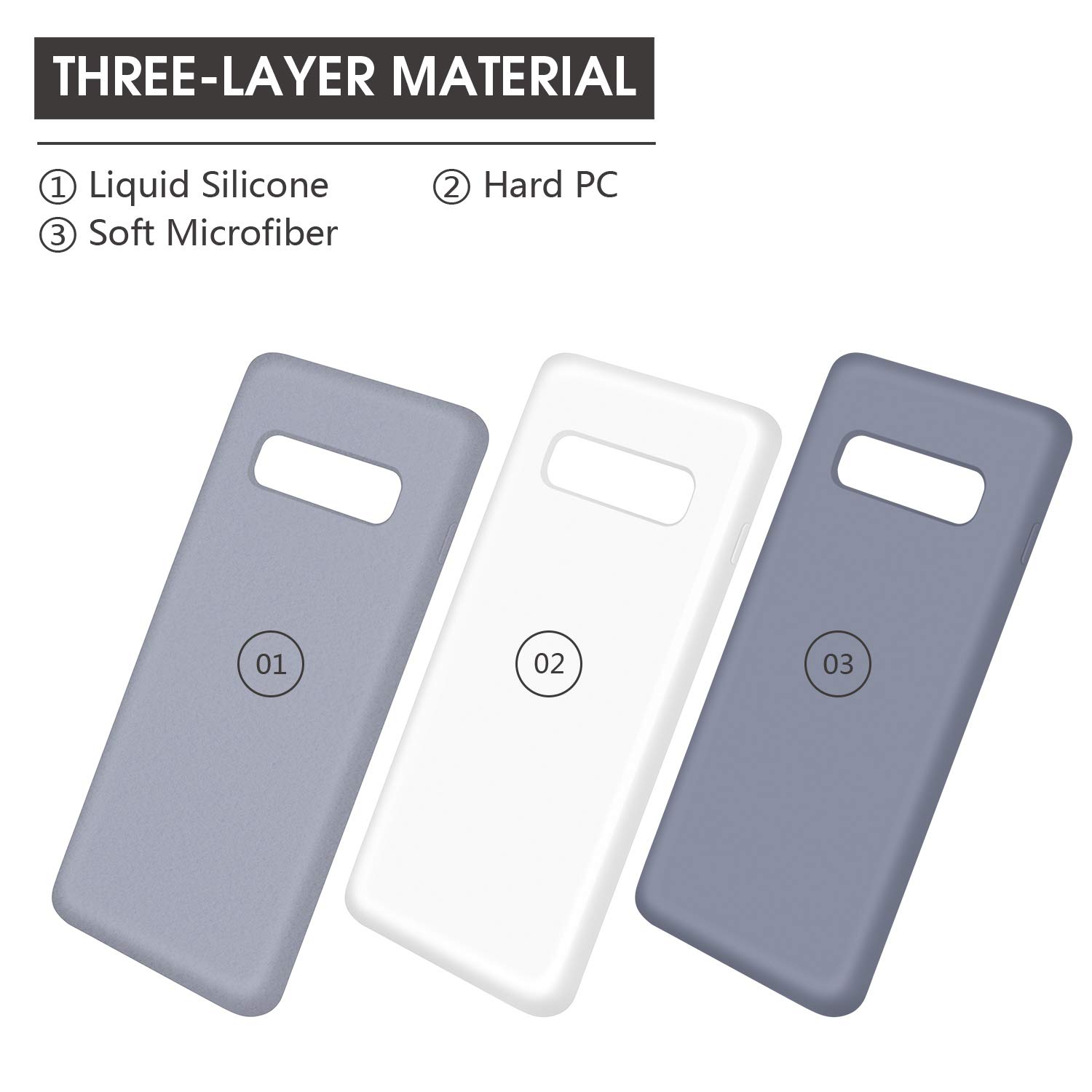 Abitku Galaxy S10 Case 6.1 Inch (2019) - Liquid Silicone Full Body Cover with Microfiber Lining, Screen & Camera Protection - Lavender Gray | Perfect for Everyday Use, Work & Travel Protection