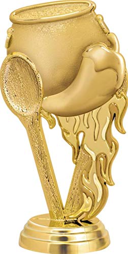 Custom Engraved Red Star Chili Pot Trophy Award - Personalized Cooking Competition Prize for BBQ, Chili Cook-Off & Culinary Events