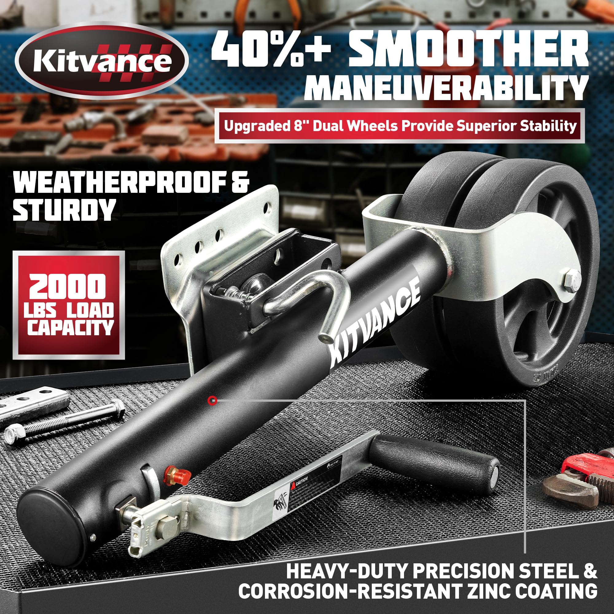 Heavy Duty 2000 lbs Capacity Boat Trailer Jack with 8