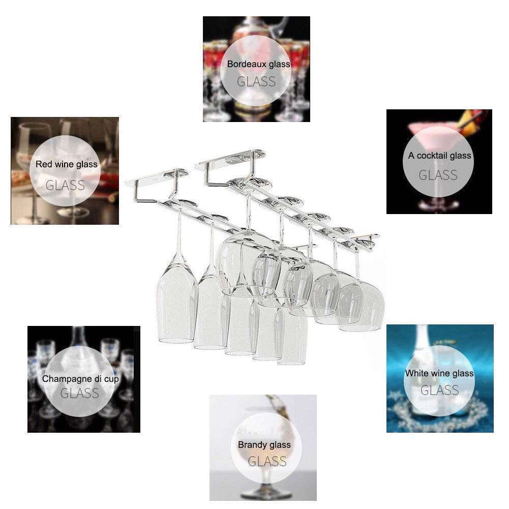 Premium Stainless Steel Under Cabinet Wine Glass Rack - Chrome Finish Hanging Stemware Holder for Kitchen, Bar & Dining Room (10 Inch) - Perfect for Organizing Wine Glasses & Saving Counter Space