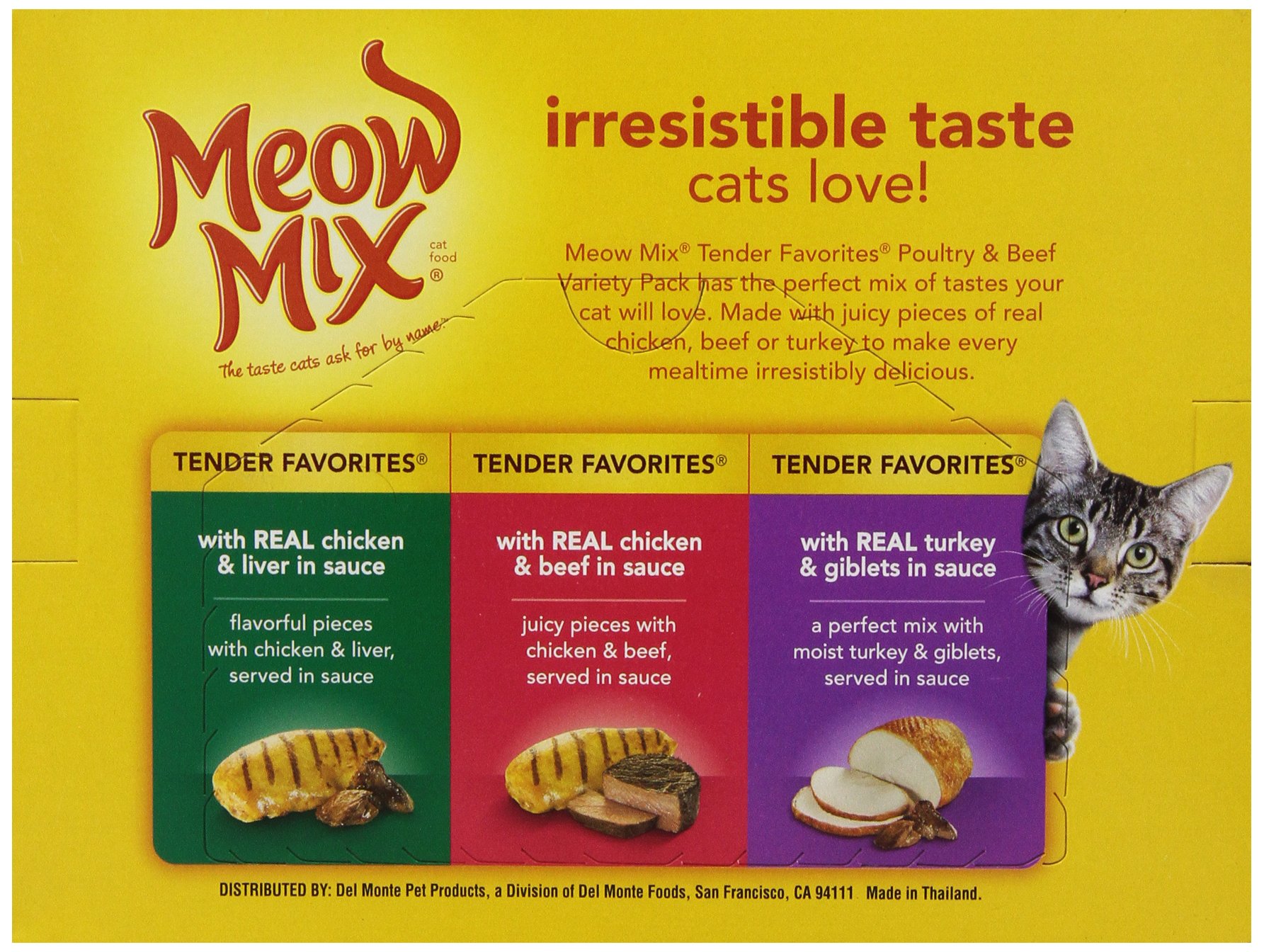 Meow Mix Tender Favorites Poultry & Beef Variety Pack Cat Food - 12 Count (2.75-Oz Cups) - Wet Cat Food for Adult Cats - Perfect for Mealtime, Travel & Treats