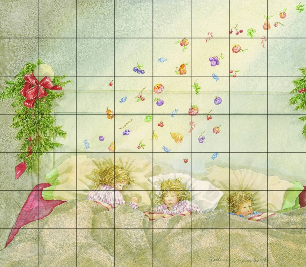 Tile Mural Kitchen Backsplash - Visions of Sugarplums by Catherine Simpson | Hand-Painted Ceramic Tiles for Home Decor | Perfect for Kitchen, Bathroom & Dining Room Accent Walls