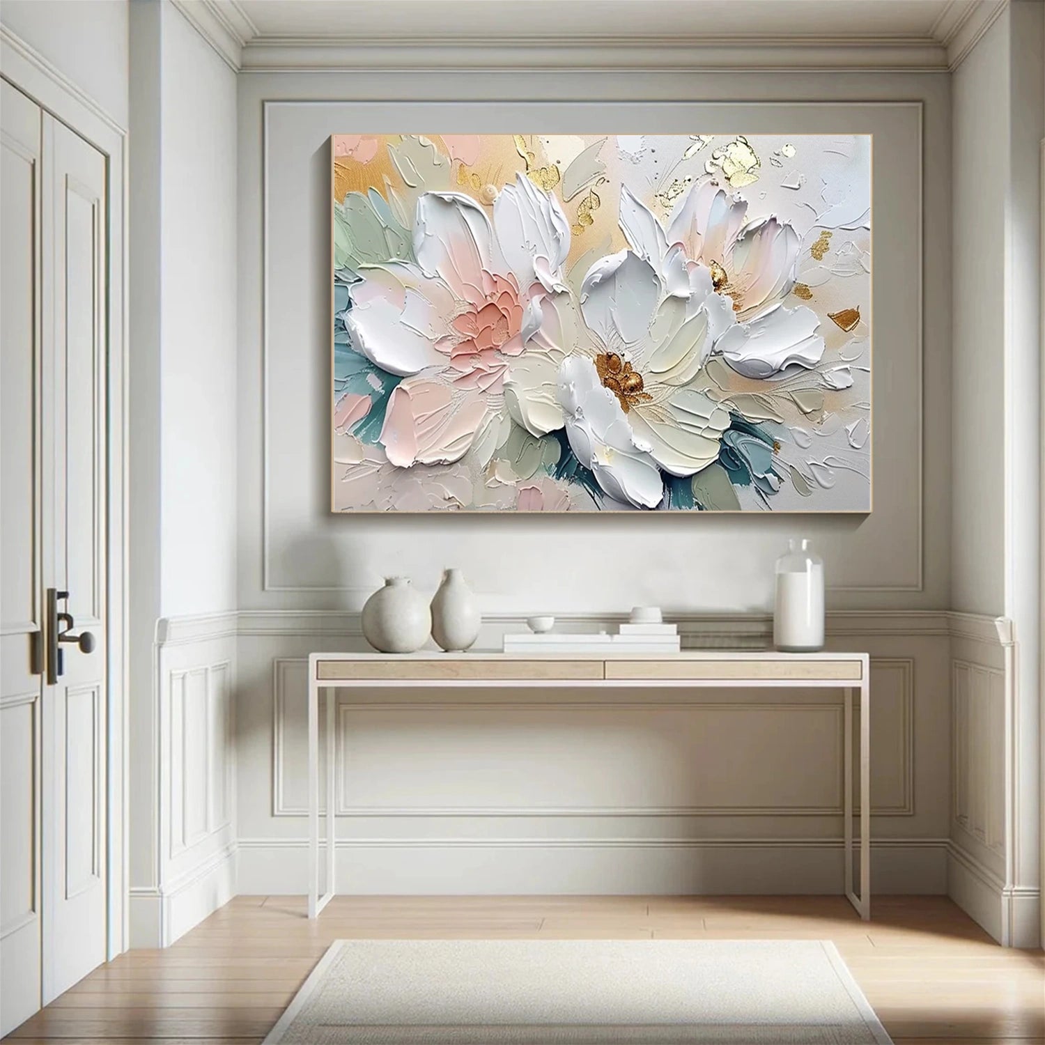 Beautiful Flower and Tree Painting #FT178 - Handmade Canvas Art for Home Decor, Living Room, Bedroom & Office Wall