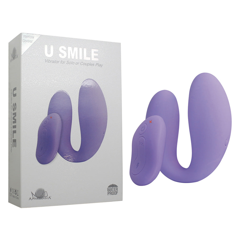 Premium Aphrodisia U Smile Remote Control G Spot & Clitoral Vibrator - Dual Stimulation for Couples & Solo Play, Waterproof & Rechargeable for Bedroom & Travel Use