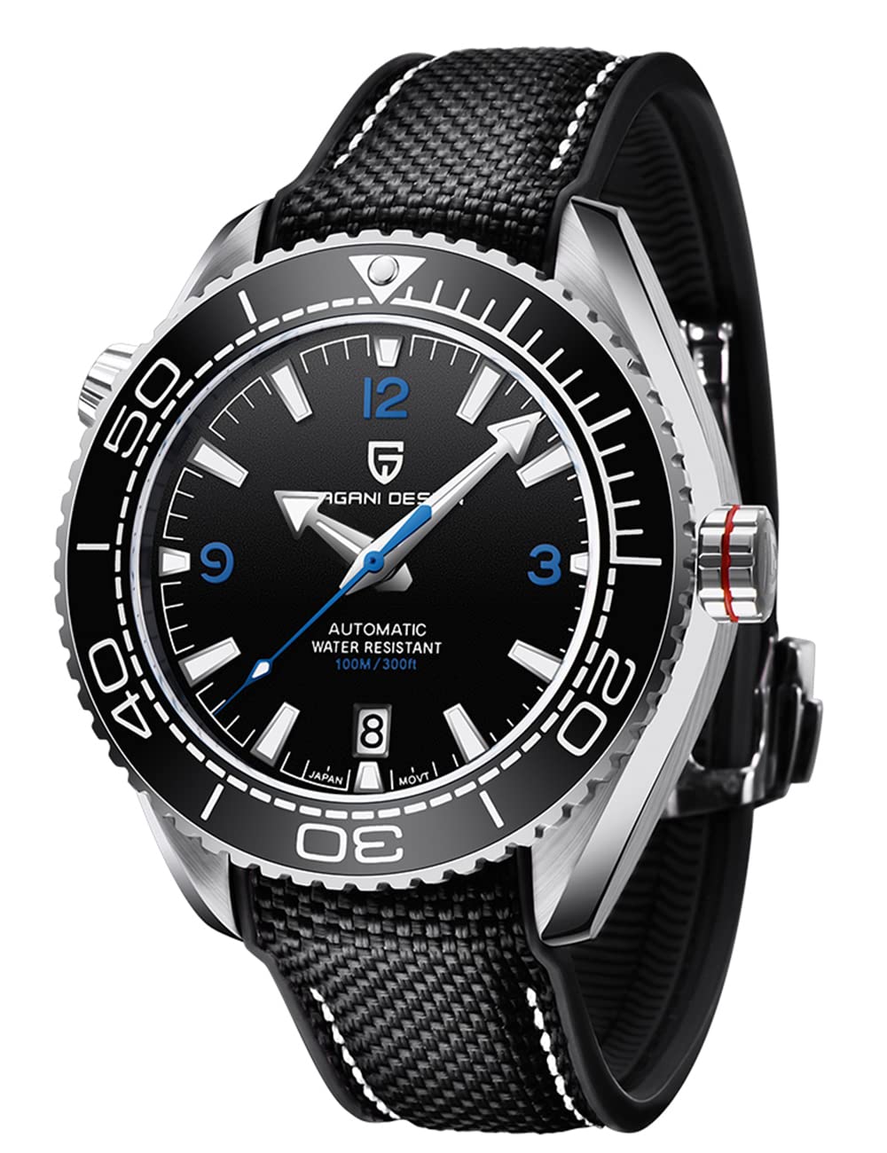 Pagani Design Men's Automatic Mechanical Diving Watch - Stainless Steel Case, NH35 Movement, Sapphire Crystal, Nylon/Rubber Strap - Elegant Sports Watch for Men | Perfect for Diving, Swimming & Everyday Wear